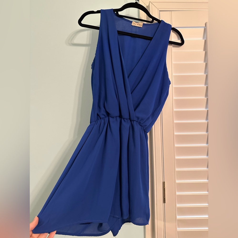 Royal blue V neck romper